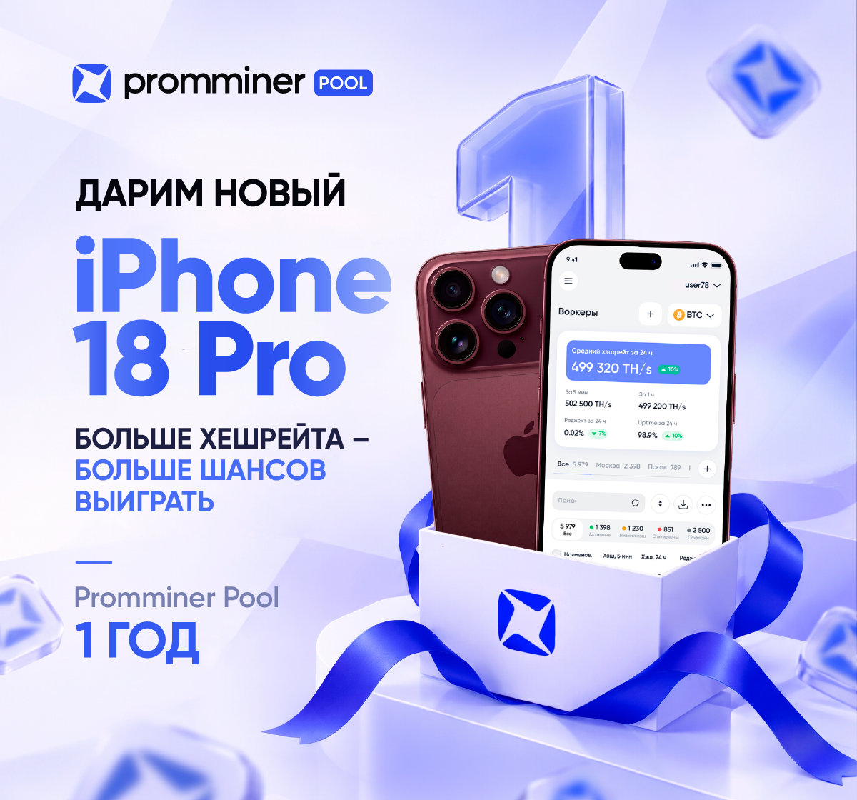 Розыгрыш iPhone от Promminer Pool
